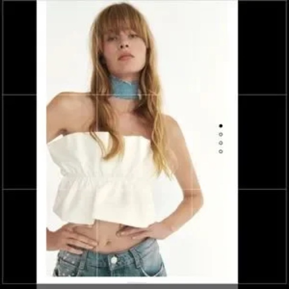 Zara White Strapless Peplum Blouse - Picture 2 of 6
